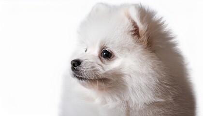 ポメラニアンのポートレート（Pomeranian puppy portrait on white background）
