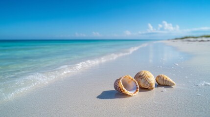 Obraz premium Tranquil White Sand Beach: A Peaceful Escape