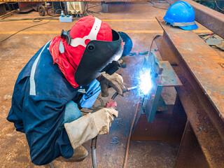 Welder Qualification Testing(WQT) with Process Flux Cored Arc Welding (FCAW), Before Starting Welding in the Factory.