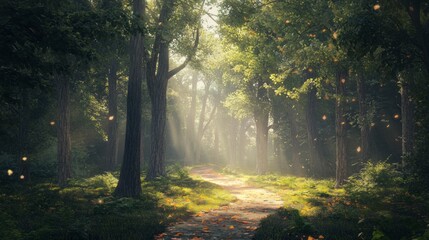 Naklejka premium Serene Forest with Tall Trees - Stock Photo e006716a-5d22-43ea-8672-eea52524f01f