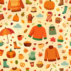 Seamless background mood of the season of fall