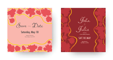 Set with two square floral wedding posters