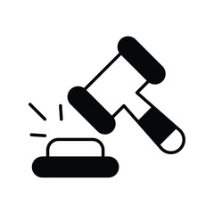 auction glyph icon with white background vector stock illustration