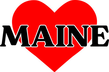Maine US State Red Heart