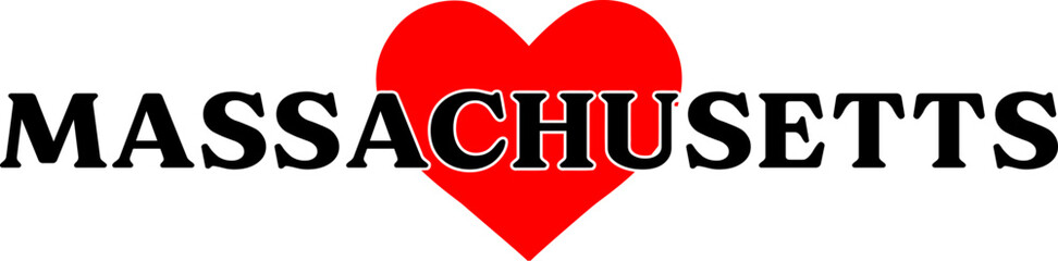 Massachusetts US State Red Heart