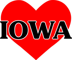 Iowa US State Red Heart