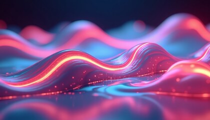 Colorful abstract wavy lines with glowing particles, futuristic and dynamic background
