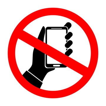 Sign prohibiting the use of telephones, cellphone, isolated, no mobile phone, hand hold mobile phone, Do not use communication devices symbol, Universal red symbol for various prohibitions