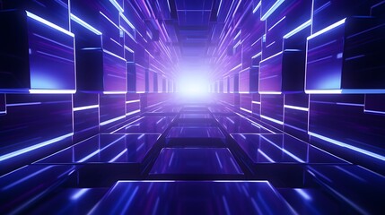 3d rendering of purple and blue abstract geometric background. Scene for advertising, technology, showcase, banner, game, sport, cosmetic, business, metaverse. Sci-Fi Illustration. Product display
