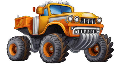 Cartoon Monster Truck background isolated on white background. Generative AI.