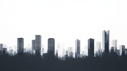 Fototapeta premium Majestic Urban Skyline with Towering Skyscrapers in Bustling Metropolis