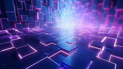 3d rendering of purple and blue abstract geometric background. Scene for advertising, technology, showcase, banner, game, sport, cosmetic, business, metaverse. Sci-Fi Illustration. Product display