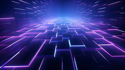 Fototapeta premium 3d rendering of purple and blue abstract geometric background. Scene for advertising, technology, showcase, banner, game, sport, cosmetic, business, metaverse. Sci-Fi Illustration. Product display