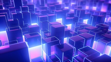 Fototapeta premium 3d rendering of purple and blue abstract geometric background. Scene for advertising, technology, showcase, banner, game, sport, cosmetic, business, metaverse. Sci-Fi Illustration. Product display