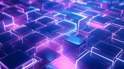 Obraz premium 3d rendering of purple and blue abstract geometric background. Scene for advertising, technology, showcase, banner, game, sport, cosmetic, business, metaverse. Sci-Fi Illustration. Product display