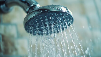 Fototapeta na wymiar Water from the overhead shower