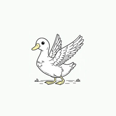 Obraz premium A duck with its wings spread.