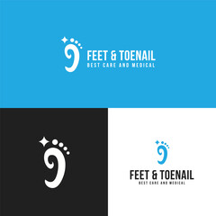 Naklejka premium creative treatment feet and toenail icon logo design vector illustration. silhouette feet and toenail care mark symbol logo vector design template isolated on white background