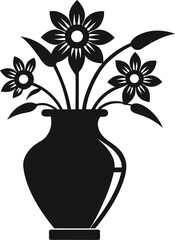 Flower vase silhouette vector art illustration on white background