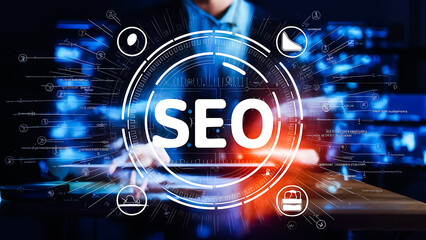 Business concepts. Virtual brain icon, virtual world, a modern futuristic businessman, digital marketing commerce online sale, businessman or politicizes, modern scene of financial analysis.