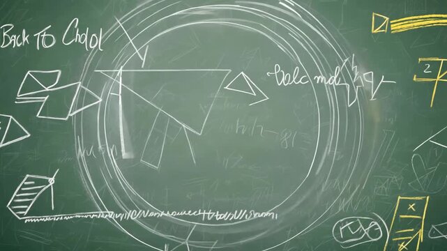 Measurement Tools and Markings on a Chalkboard During a Math Lesson Generative AI