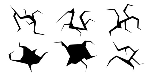 Simple ground crack wall set illustration	