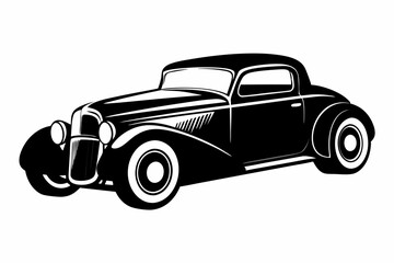 Retro Hotrod car silhouette, vintage car vector