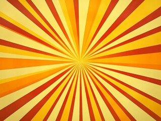 Sun ray or star burst comic radial lines background with vibrant yellow and orange beams, radiant light effect for dynamic pop art designs