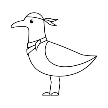 recommend clip art: Black silhouette seagull wearing a bandana icon and vector illustration outline style