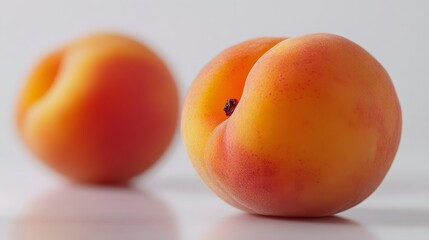 76. "A close-up of a fresh apricot on a white background, showcasing its nutrient-rich qualities and vibrant color