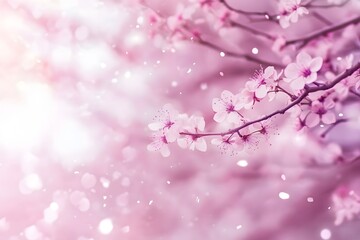 Pink Cherry Blossom Branch In Spring