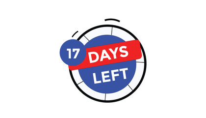 17 days left Countdown number banner templates. time icon. Vector Illustration 