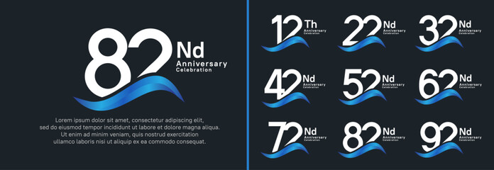 anniversary logotype set. vector design white color number can be use for special moment