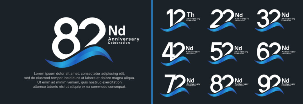 anniversary logotype set. vector design white color number can be use for special moment