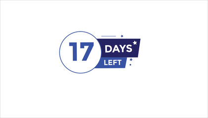 17 days left Countdown number banner templates. time icon. Vector Illustration 