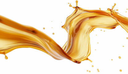 Fototapeta premium The splashes of caramel liquid flow isolated on a white background