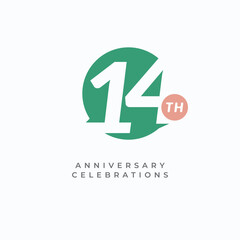14 Th Anniversary Celebration Vector Template Design Illustration