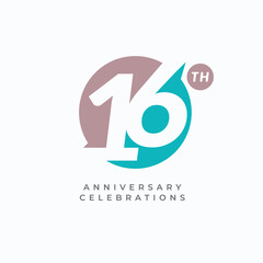 16 Th Anniversary Celebration Vector Template Design Illustration