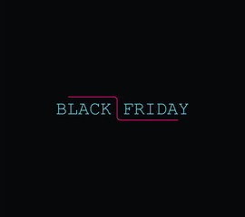 Black Friday Calligraphy Text with Center Line on Black Background – Elegant Social Media Post Design Illustration