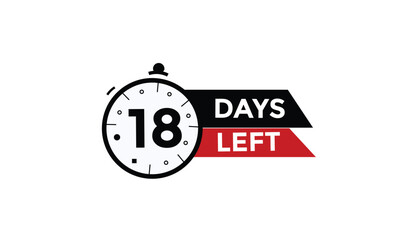 18 days left Countdown number banner templates. time icon. Vector Illustration 
