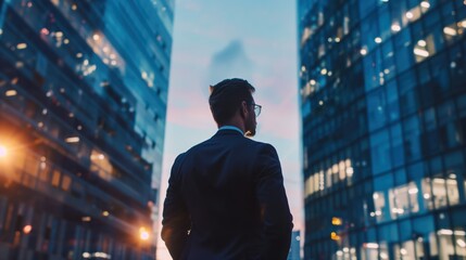 Businessman Contemplating the City Skyline