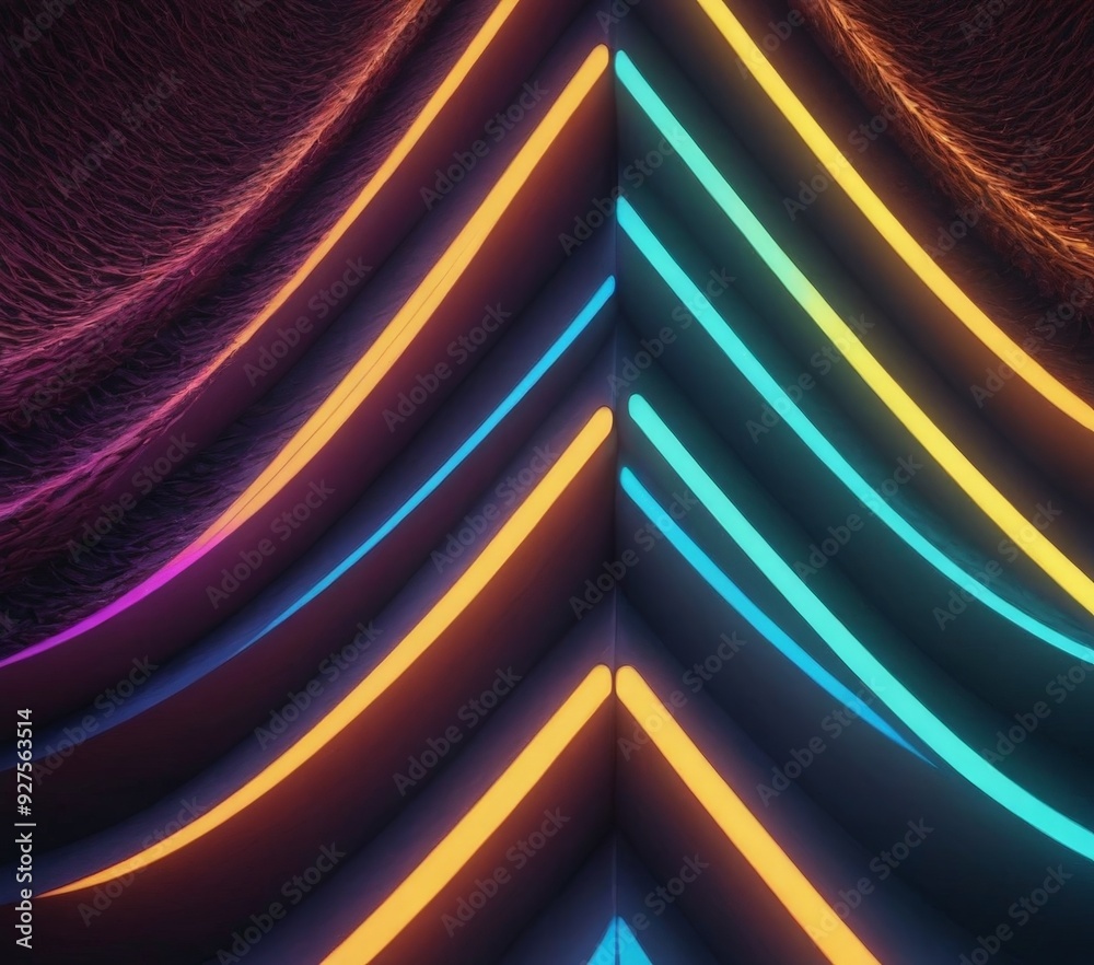 Poster abstract neon background with curved lines