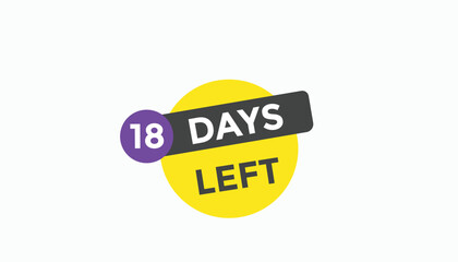 18 days left Countdown number banner templates. time icon. Vector Illustration 
