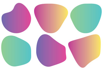 Modern liquid irregular blob shape abstract elements graphic flat style design fluid vector illustration set