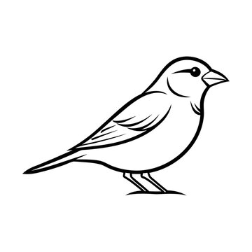 recommend clip art: Black silhouette sparrow bird vector illustration isolated on white outline style