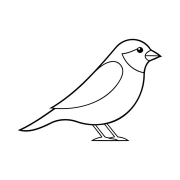 recommend clip art: Black silhouette sparrow bird vector illustration isolated on white outline style