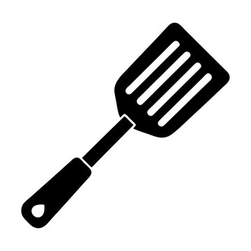 recommend clip art: Black silhouette spatula fork spoon icon and vector illustration isolated on white