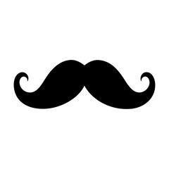 Black silhouette man facial mustache icon and vector illustration isolated on white