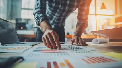 Obraz premium Focused Entrepreneur Crafting Innovative Startup Business Plan for Dynamic Growth and Success