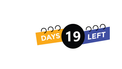 19 days left Countdown number banner templates. time icon. Vector Illustration 